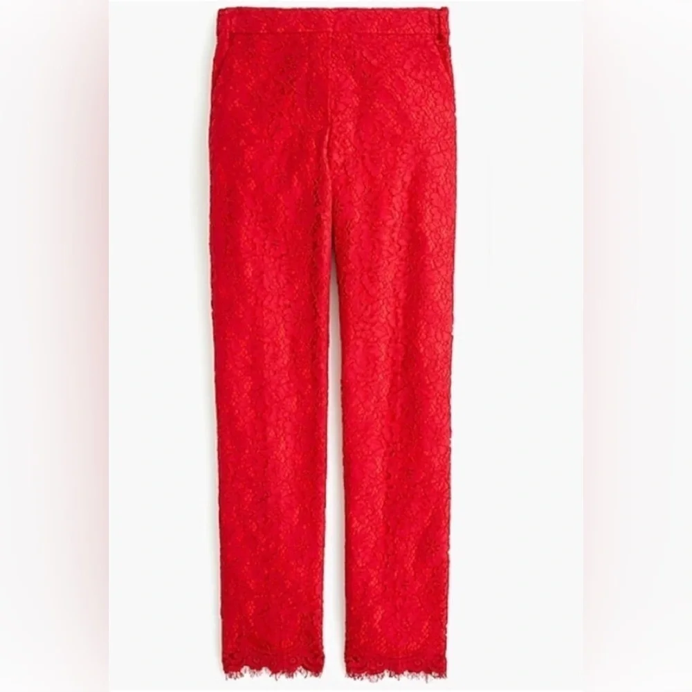 J. Crew Red Floral Lace Easy Ankle Pant Size 6